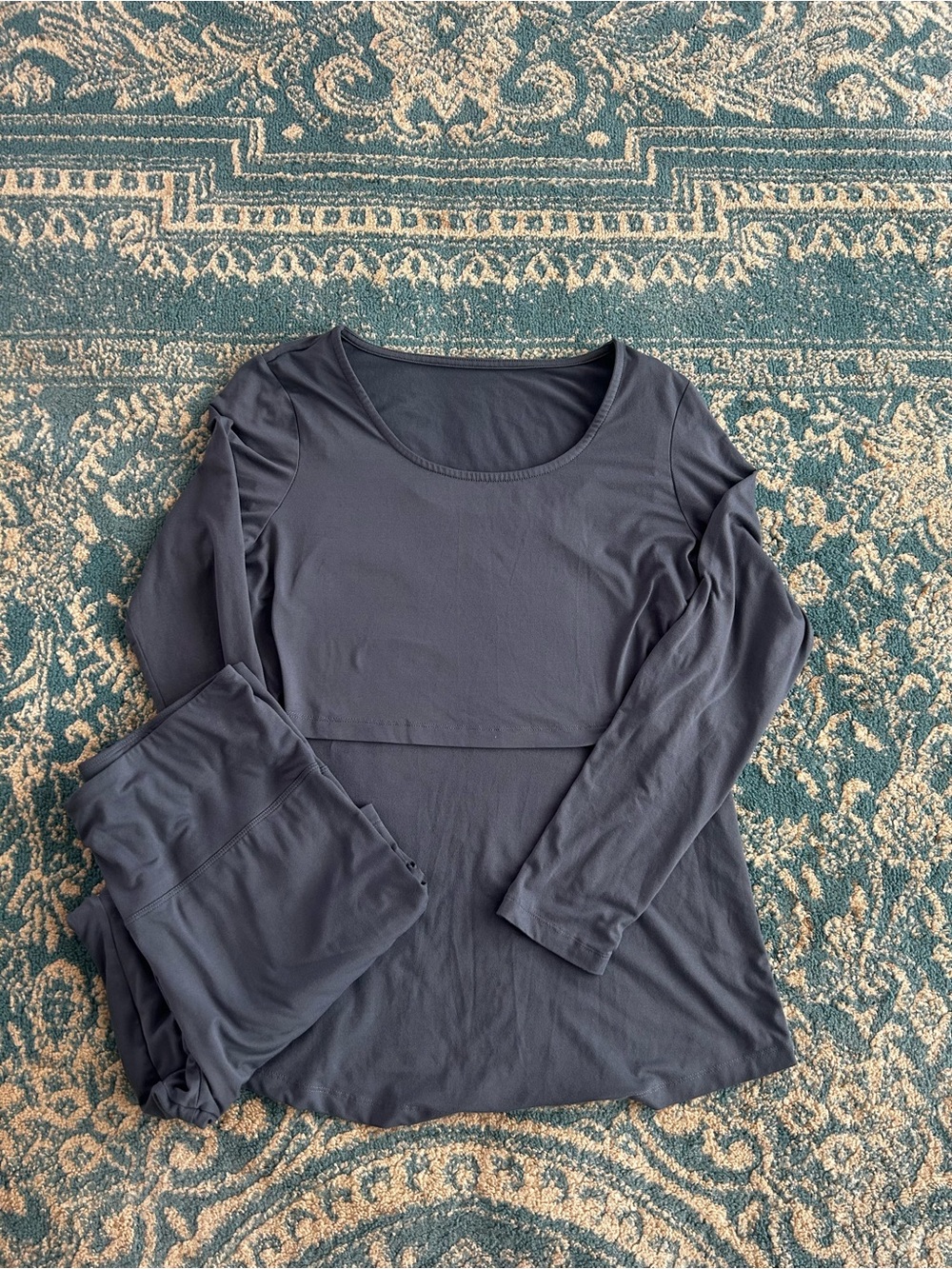 Kindred Bravely Slate Blue Long Sleeve Nursing & Layering Tee